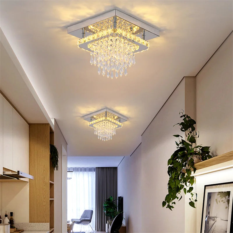 Modern K9 Led Crystal Ceiling Lamp Smart Chandelier Pendant Light Ring