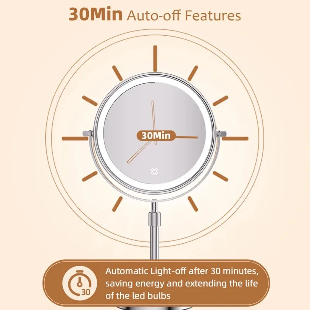 Lighted Makeup Mirror with 1X/10X Magnification, HD Tabletop