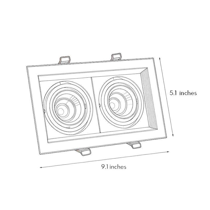 Twin Head Recessed Spotlight, Adjustable Aluminum Ceiling Light 15