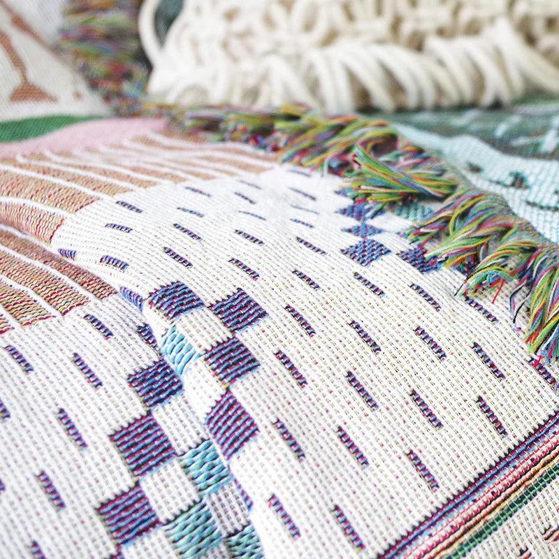 Nordic Plaid Knit Sofa Blanket