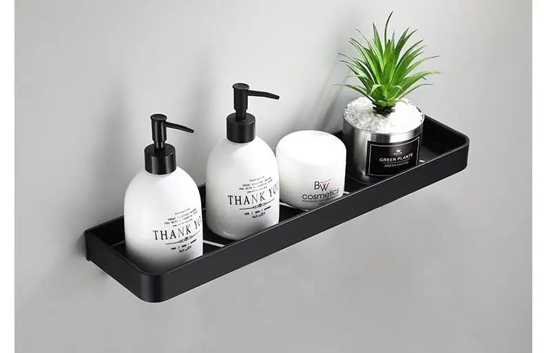 Bathroom Shelf Bath Shower Shelf Aluminum Black Bathroom Corner shelf Wall Mounted Black Aluminum Kitchen Storage holder