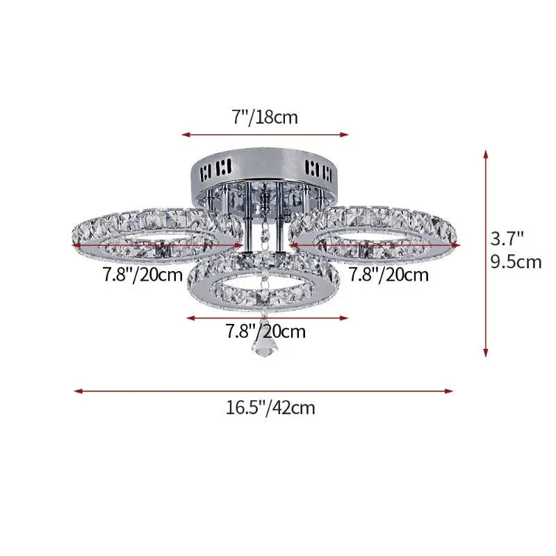 Modern K9 Led Crystal Ceiling Lamp Smart Chandelier Pendant Light Ring