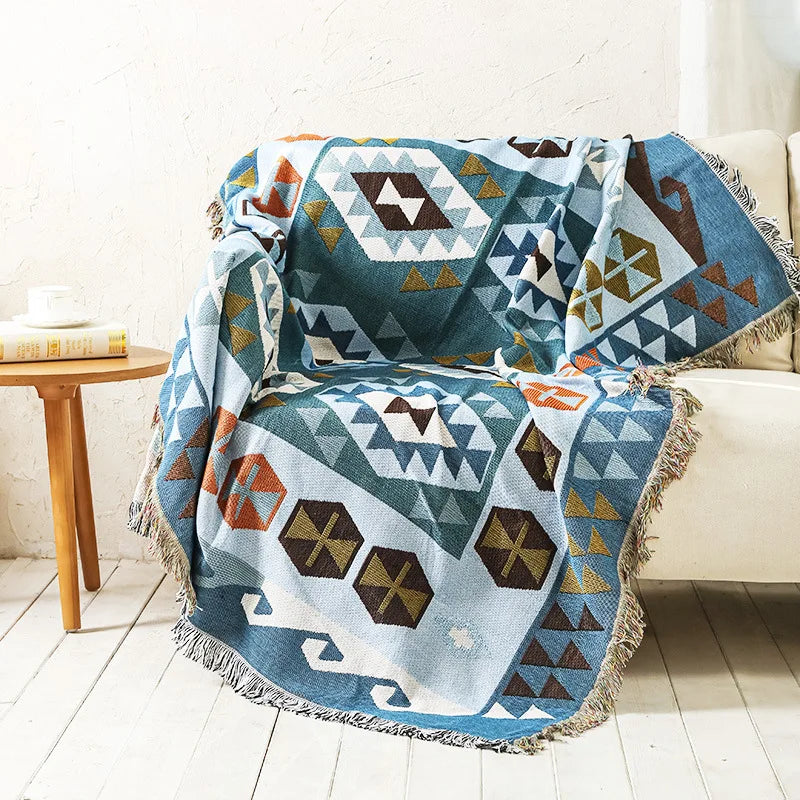 Nordic Plaid Knit Sofa Blanket