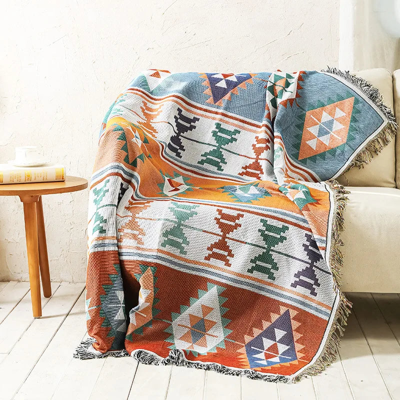Nordic Plaid Knit Sofa Blanket