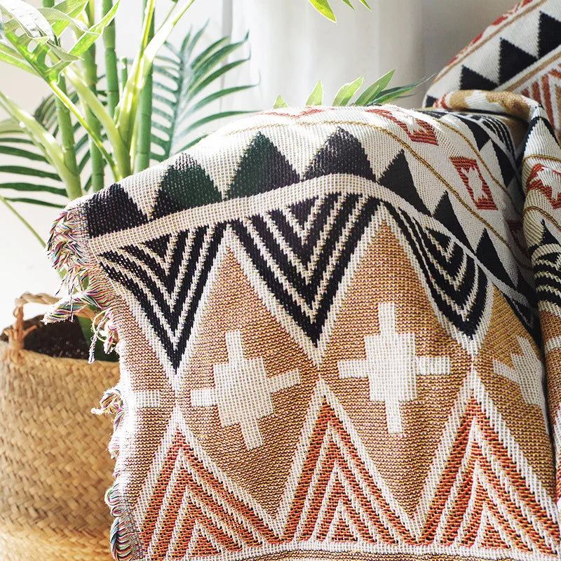 Nordic Plaid Knit Sofa Blanket