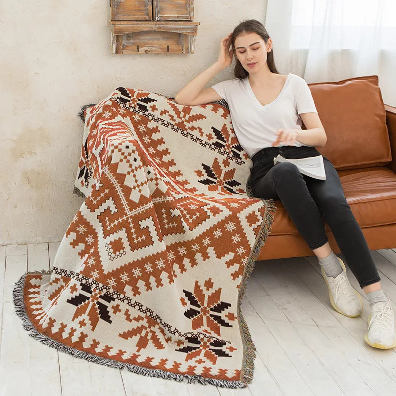 Nordic Plaid Knit Sofa Blanket