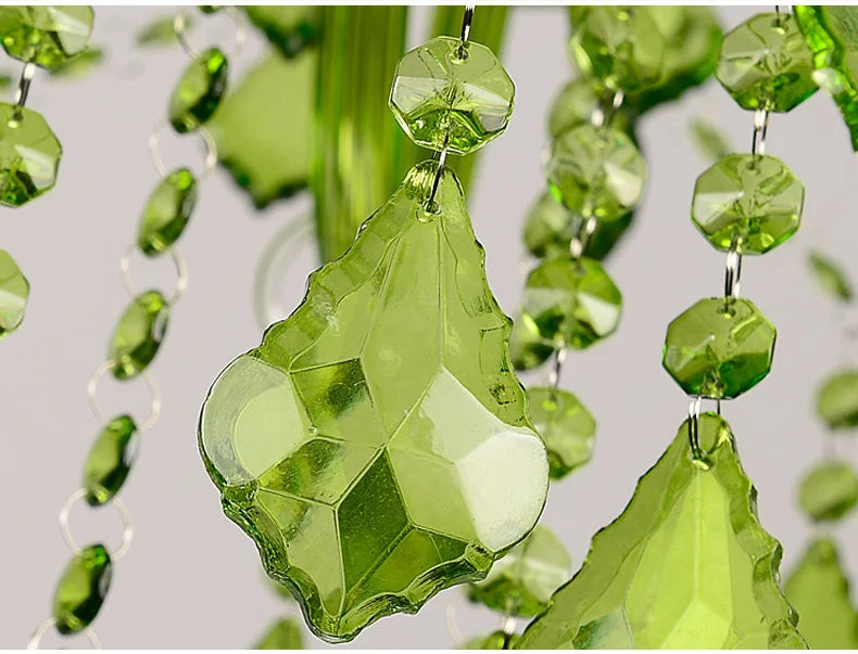 E14 Luxury Crystal Chandelier Green Wedding Parlor Bedroom Villa