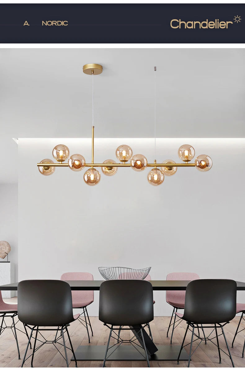 Gold Glass Ball Pendant Light
