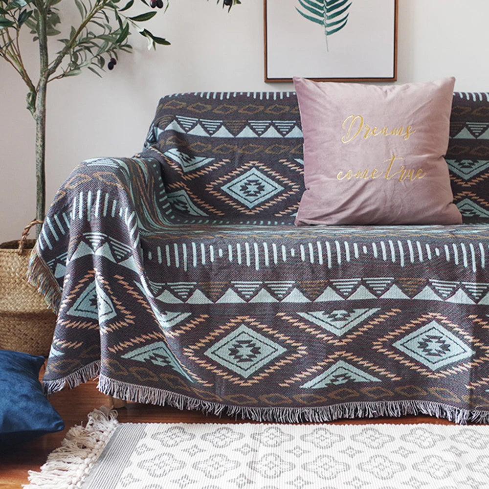 Nordic Plaid Knit Sofa Blanket