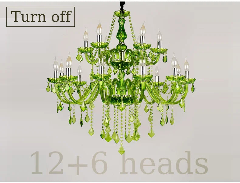 E14 Luxury Crystal Chandelier Green Wedding Parlor Bedroom Villa
