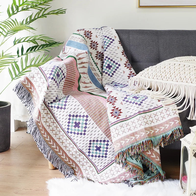 Nordic Plaid Knit Sofa Blanket