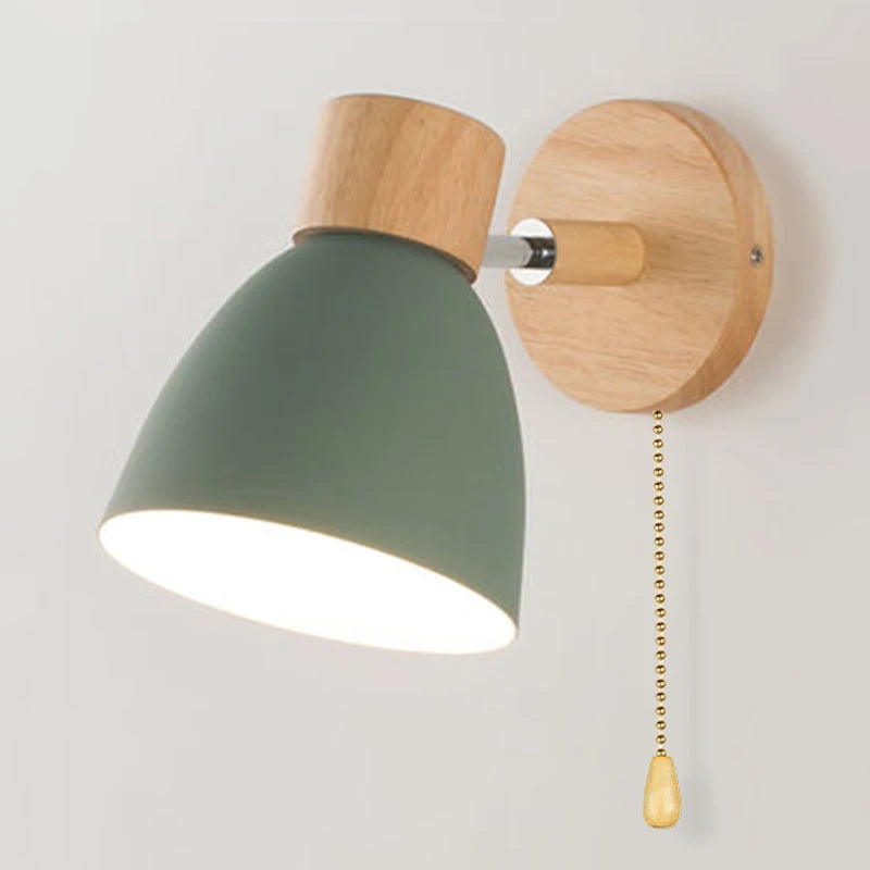Wooden Nordic Wall Lamp With Switch Modern Wall Sconce