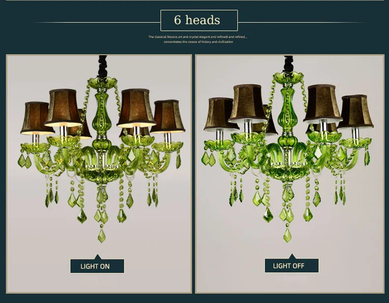 E14 Luxury Crystal Chandelier Green Wedding Parlor Bedroom Villa
