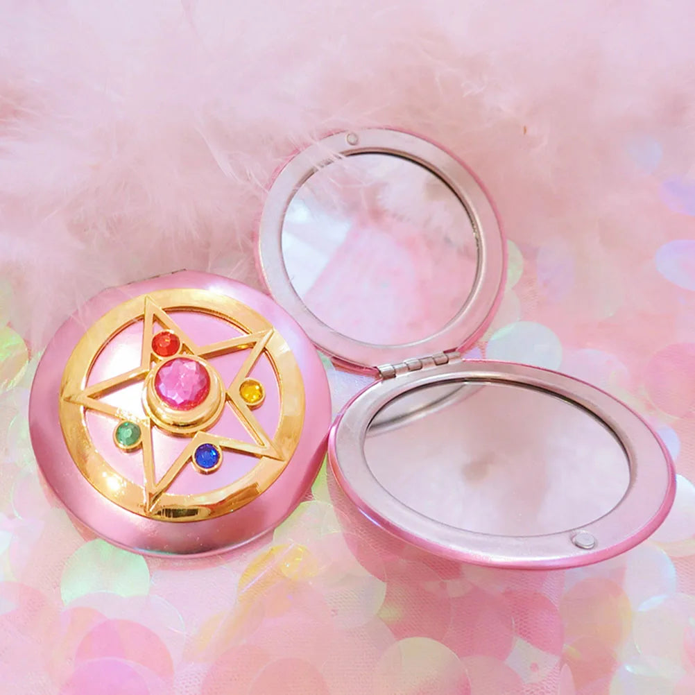 Portable Crystal Star Folding Makeup Mirror