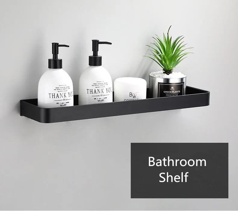 Bathroom Shelf Bath Shower Shelf Aluminum Black Bathroom Corner shelf Wall Mounted Black Aluminum Kitchen Storage holder
