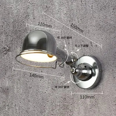 Red Loft Style Retro LED Wall Light Fixtures Adjustable Swing Arm Lamp
