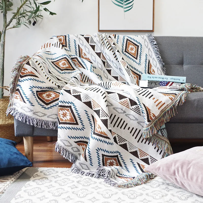 Nordic Plaid Knit Sofa Blanket