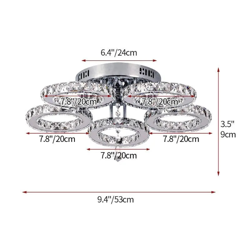Modern K9 Led Crystal Ceiling Lamp Smart Chandelier Pendant Light Ring