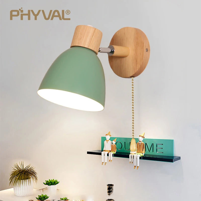 Wooden Nordic Wall Lamp With Switch Modern Wall Sconce