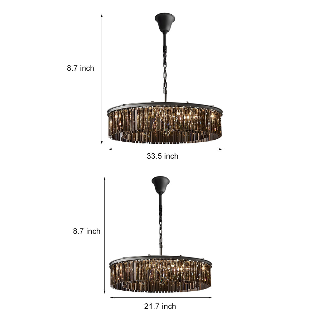 Prism Rod K9 Crystal Ring Chandelier, Black Metal Ceiling Light 10