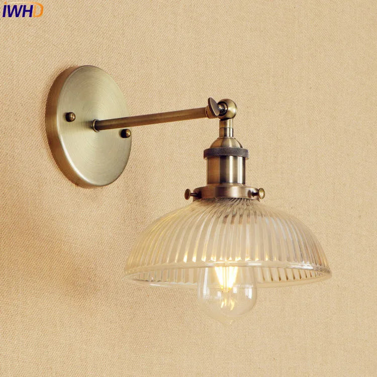 Antique Brass Wall Light Fixtures Glass Industrial Swing Long Arm