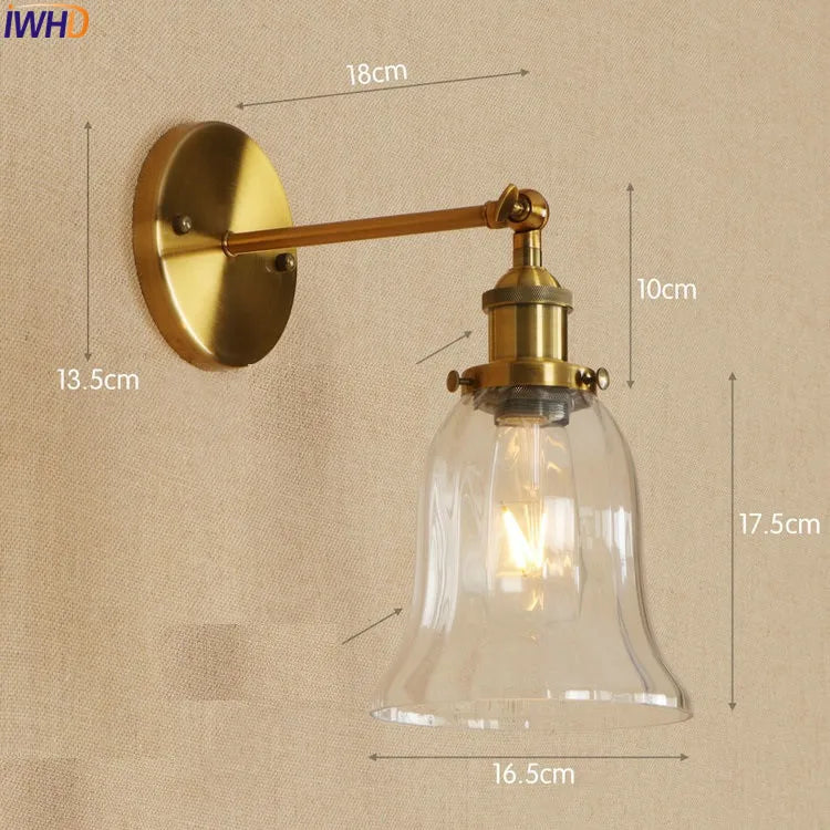 Antique Brass Wall Light Fixtures Glass Industrial Swing Long Arm