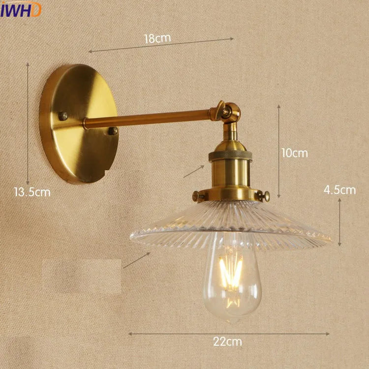 Antique Brass Wall Light Fixtures Glass Industrial Swing Long Arm