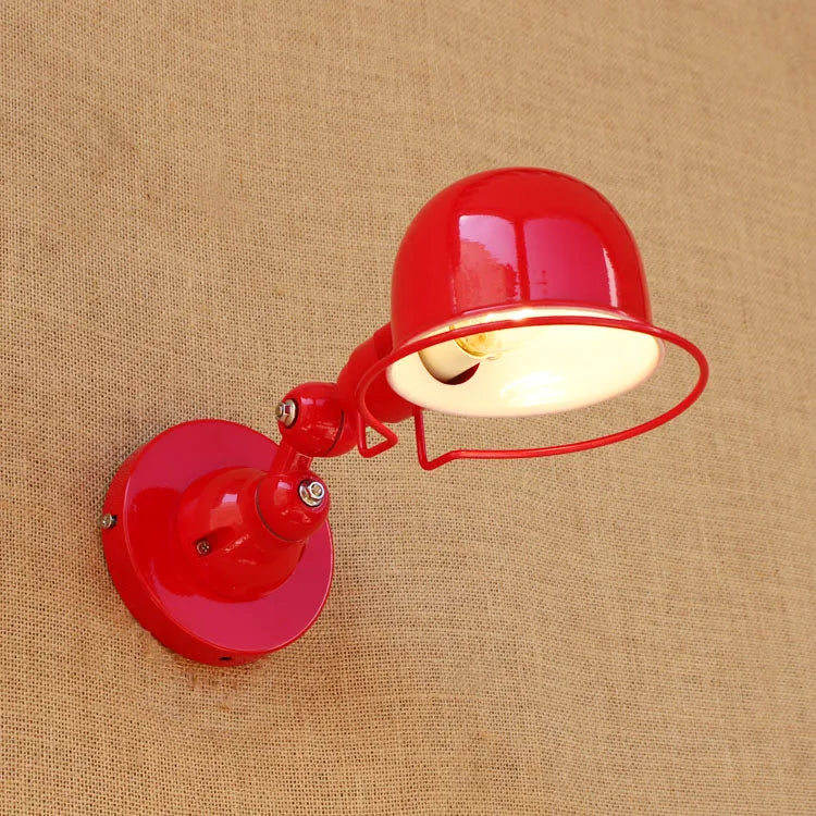 Red Loft Style Retro LED Wall Light Fixtures Adjustable Swing Arm Lamp