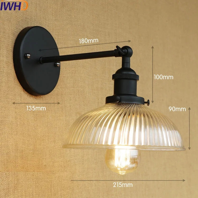 Antique Brass Wall Light Fixtures Glass Industrial Swing Long Arm