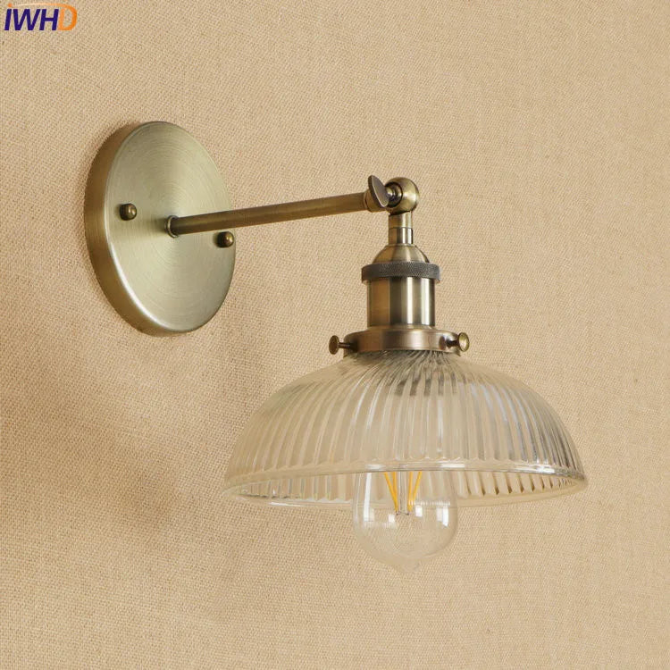 Antique Brass Wall Light Fixtures Glass Industrial Swing Long Arm