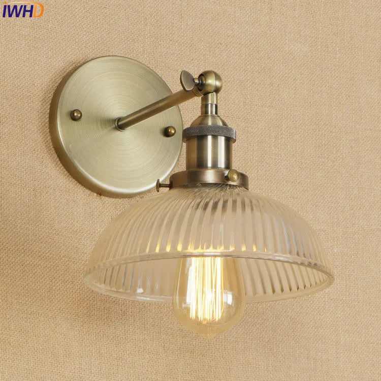Antique Brass Wall Light Fixtures Glass Industrial Swing Long Arm