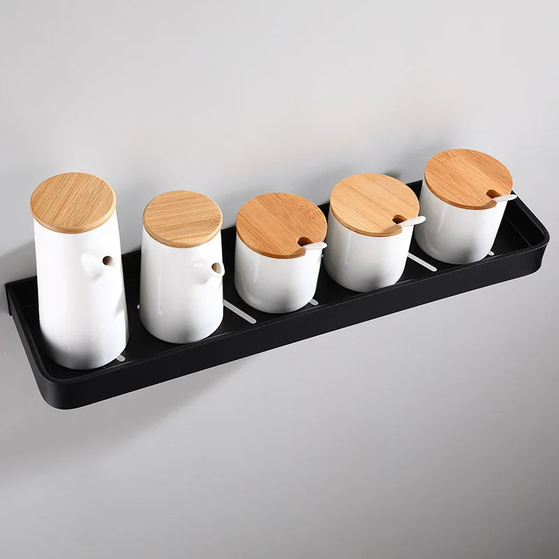Bathroom Shelf Bath Shower Shelf Aluminum Black Bathroom Corner shelf Wall Mounted Black Aluminum Kitchen Storage holder
