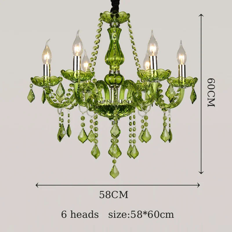 E14 Luxury Crystal Chandelier Green Wedding Parlor Bedroom Villa