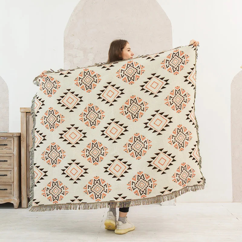 Nordic Plaid Knit Sofa Blanket