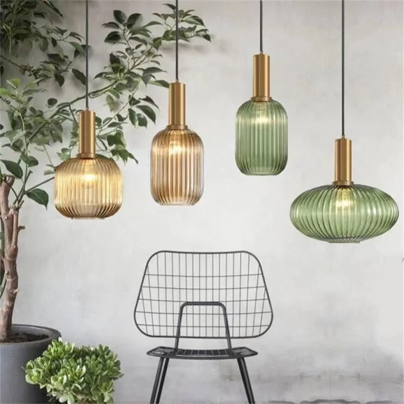 Retro Colored Glass Pendant Light