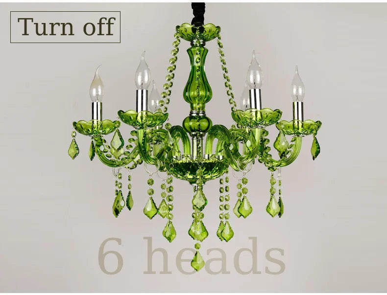 E14 Luxury Crystal Chandelier Green Wedding Parlor Bedroom Villa