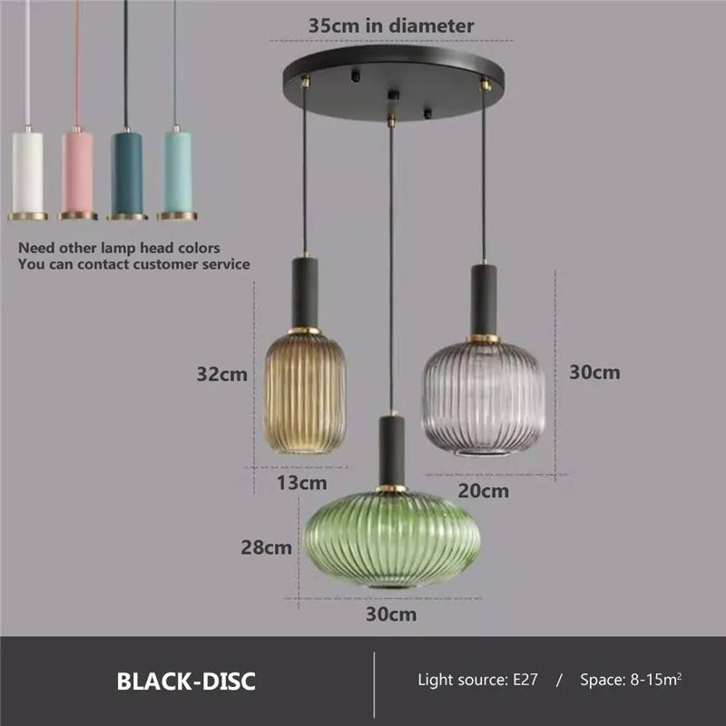 Retro Colored Glass Pendant Light