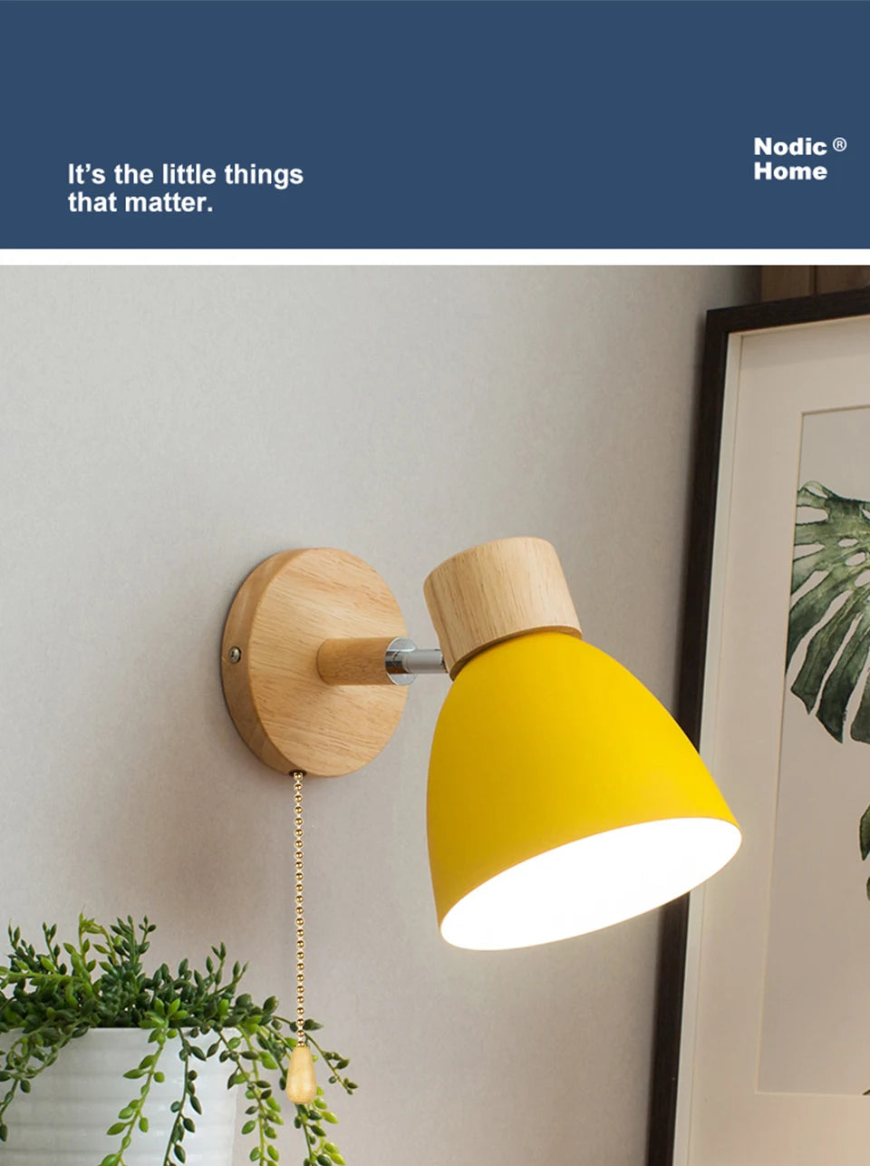 Wooden Nordic Wall Lamp With Switch Modern Wall Sconce