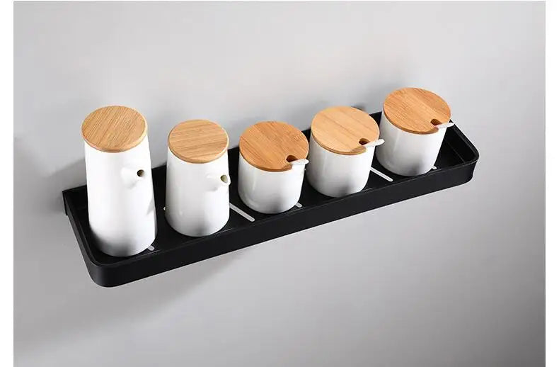 Bathroom Shelf Bath Shower Shelf Aluminum Black Bathroom Corner shelf Wall Mounted Black Aluminum Kitchen Storage holder