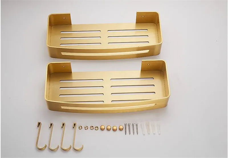 Brushed Gold Bathroom Corner Shelf