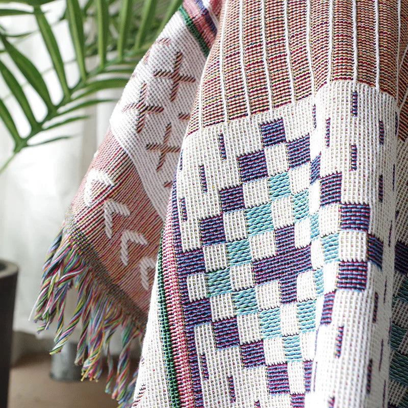 Nordic Plaid Knit Sofa Blanket
