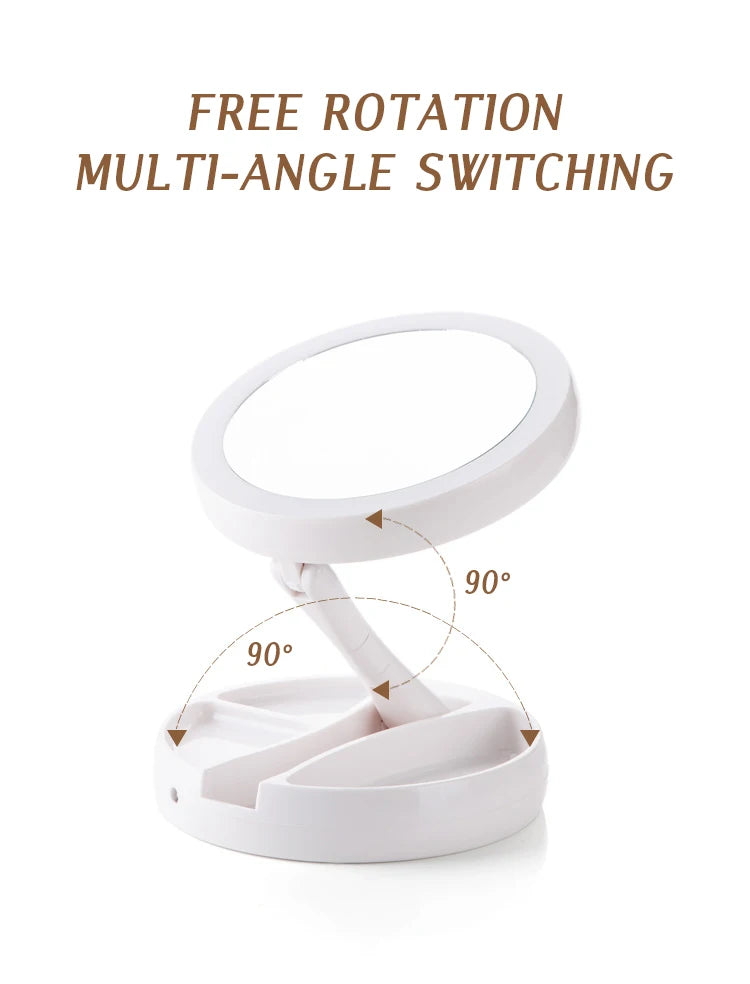 LED Daylight Makeup Mirror, 360 Rotating with Detachable Base