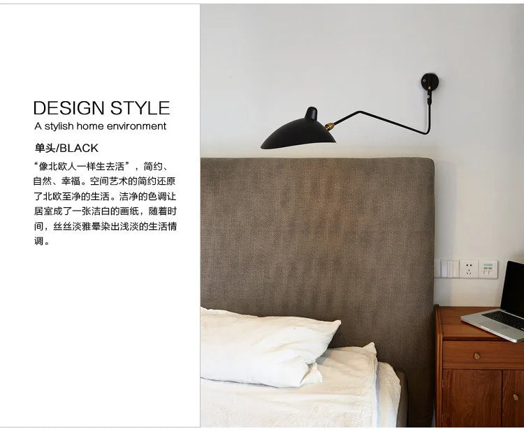 Industrial Dawn Spider Serge Mouille Wall Lamp with Swtich LED Designer