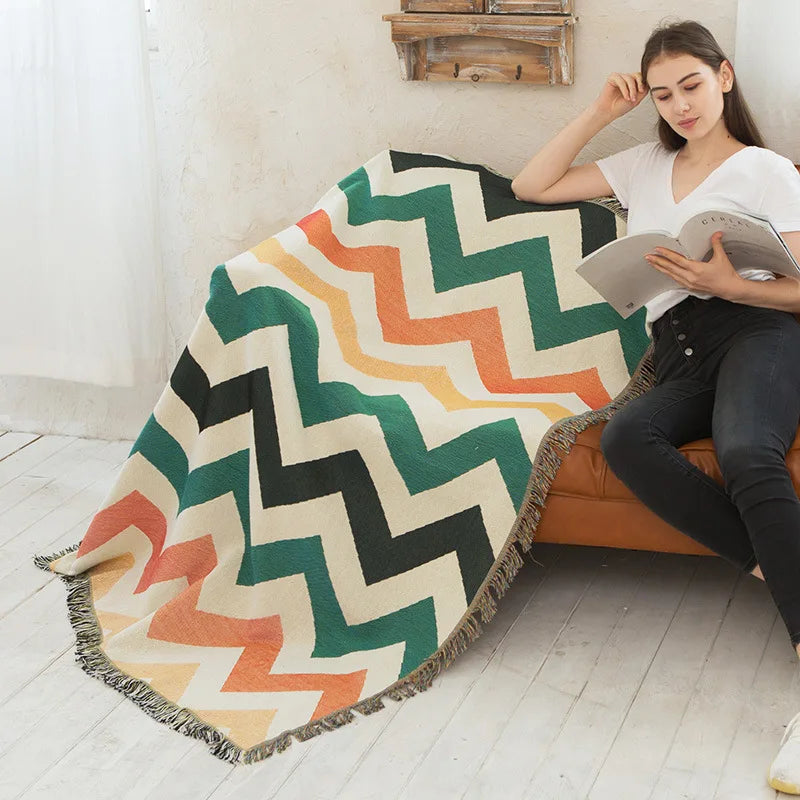 Nordic Plaid Knit Sofa Blanket