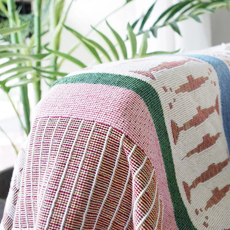 Nordic Plaid Knit Sofa Blanket