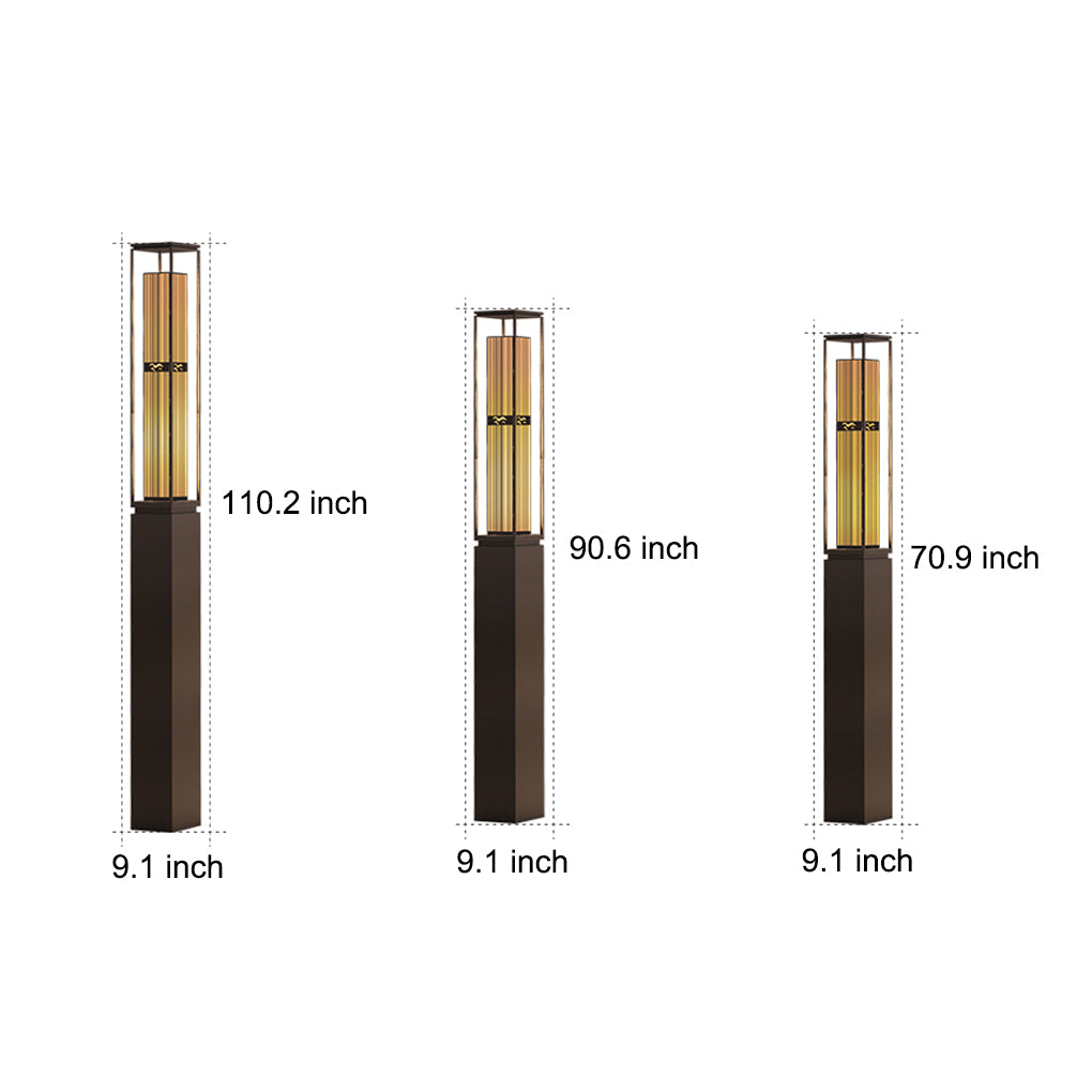 Tall Marble Panel Column Light, Black Stainless Steel Bollard