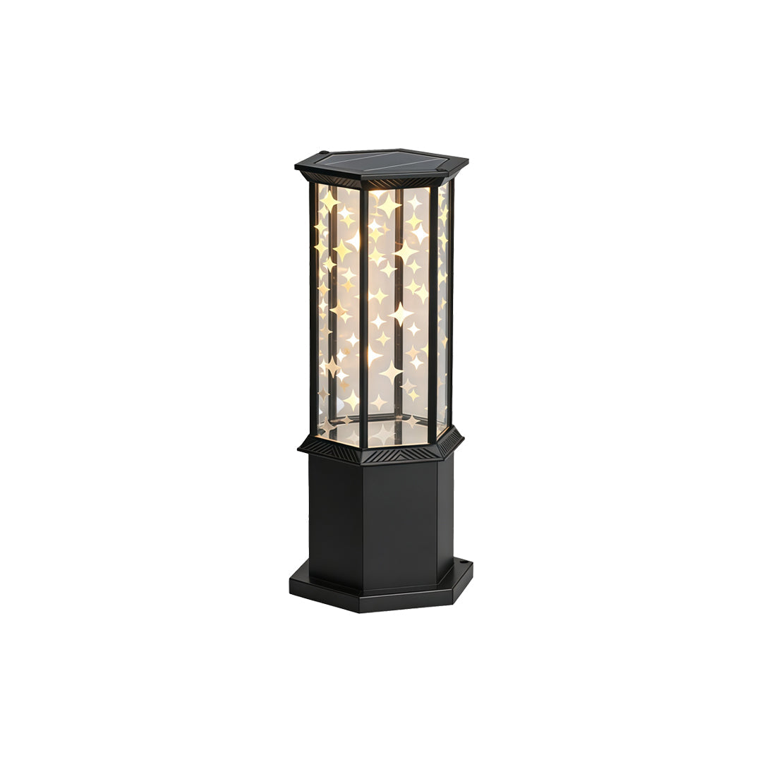 Column Solar Bollard Light, Black Aluminum Landscape Path Light
