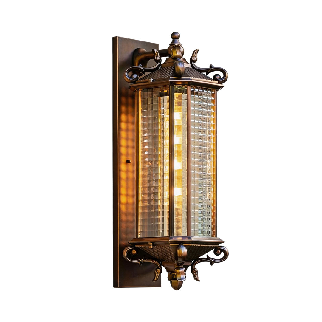 Heritage Lantern Outdoor Wall Light, Bronze Garden Sconce