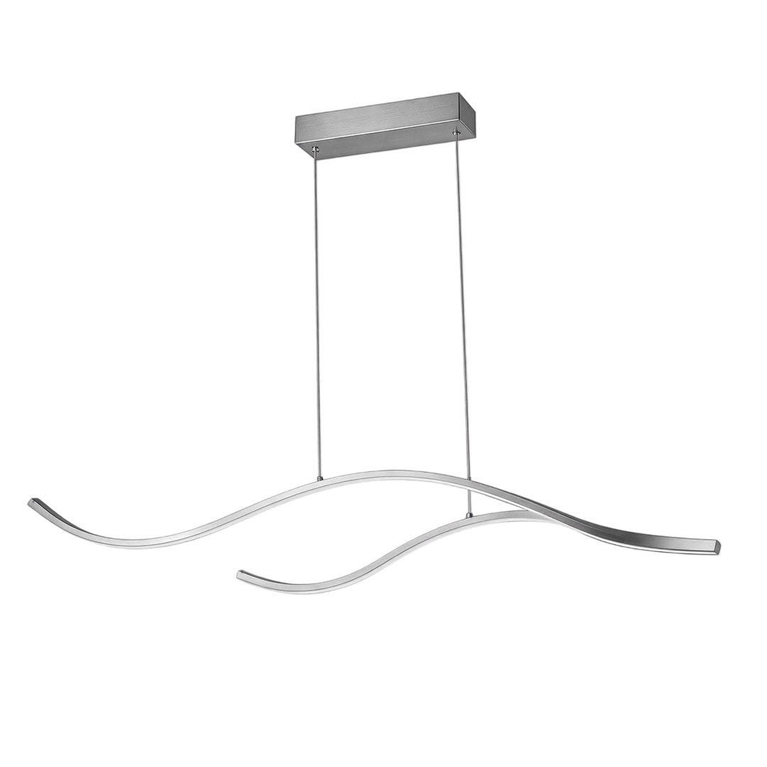 Curved Wave Pendant Light, Metal LED Linear Suspension
