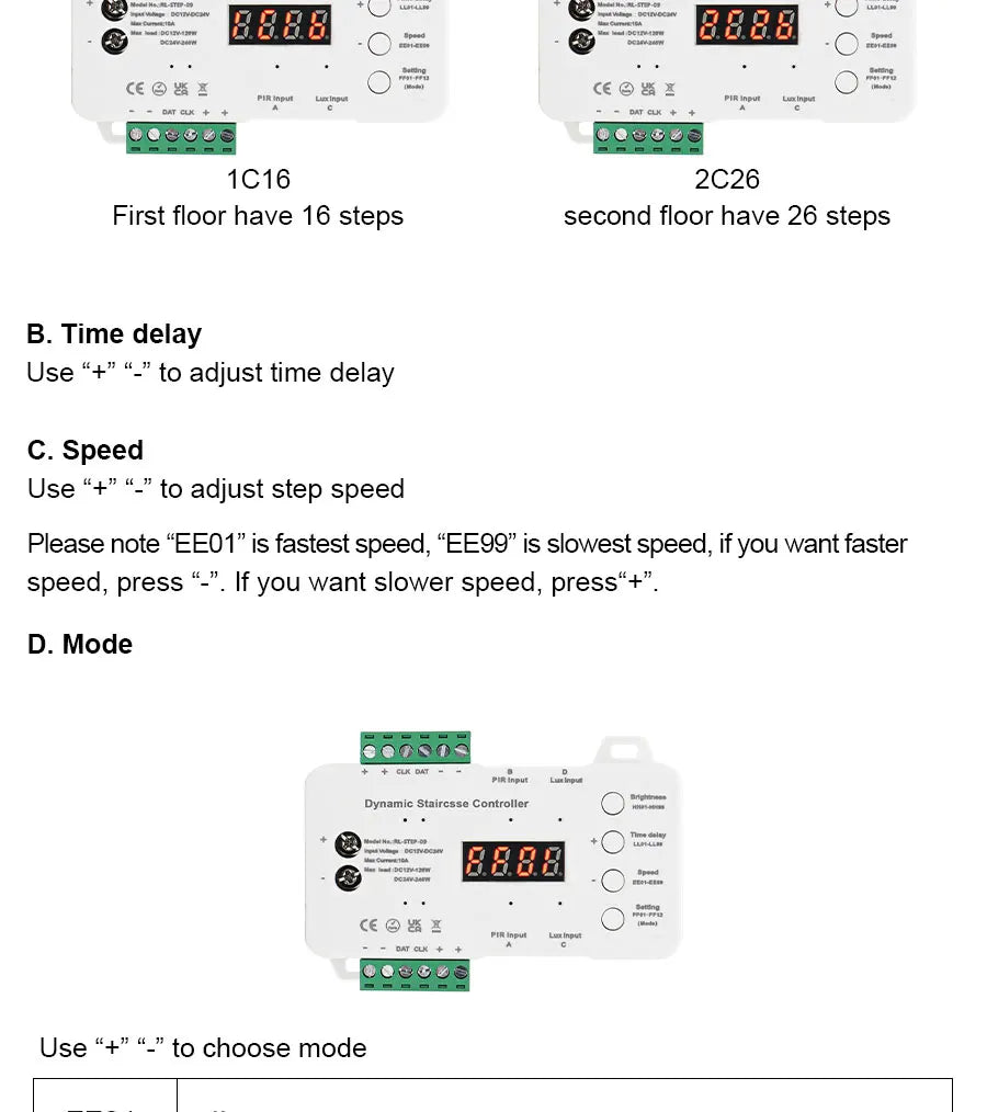 COB LED Strip PIR Motion Sensor Stair Lights Kit Step by Step Control